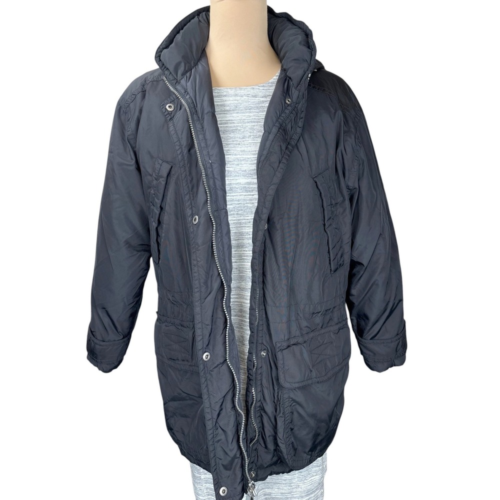 Eddie Bauer Womens Down Filled Parka Coat Black Hooded Puffer Warm Size‎ S
